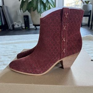 FRYE Womens Maley Cowboy Bootie Burgundy 7 NEW IN BOX